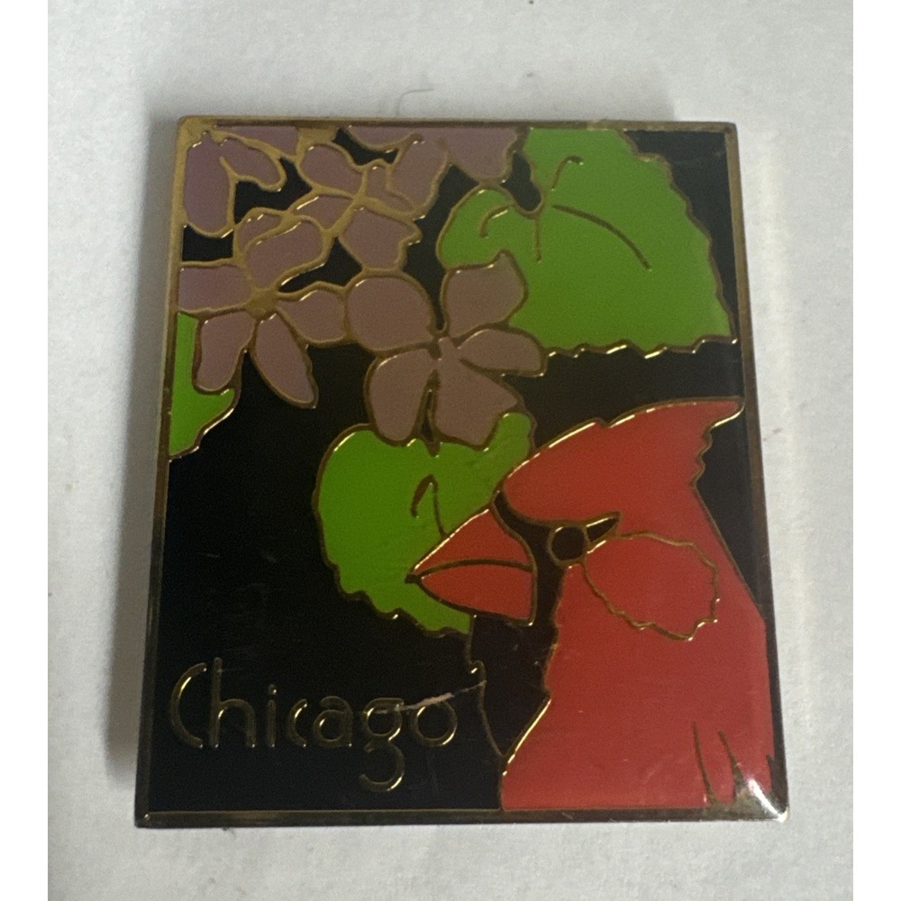 Vintage 1999 Chicago Cardinal Bird Metal Fridge Magnet  Square 1 3/4"